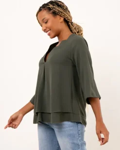 Blouse col en v