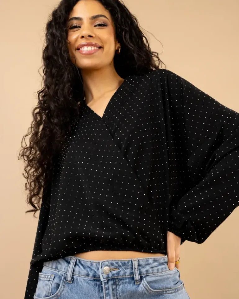 Blouse croisée strass