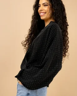 Blouse croisée strass