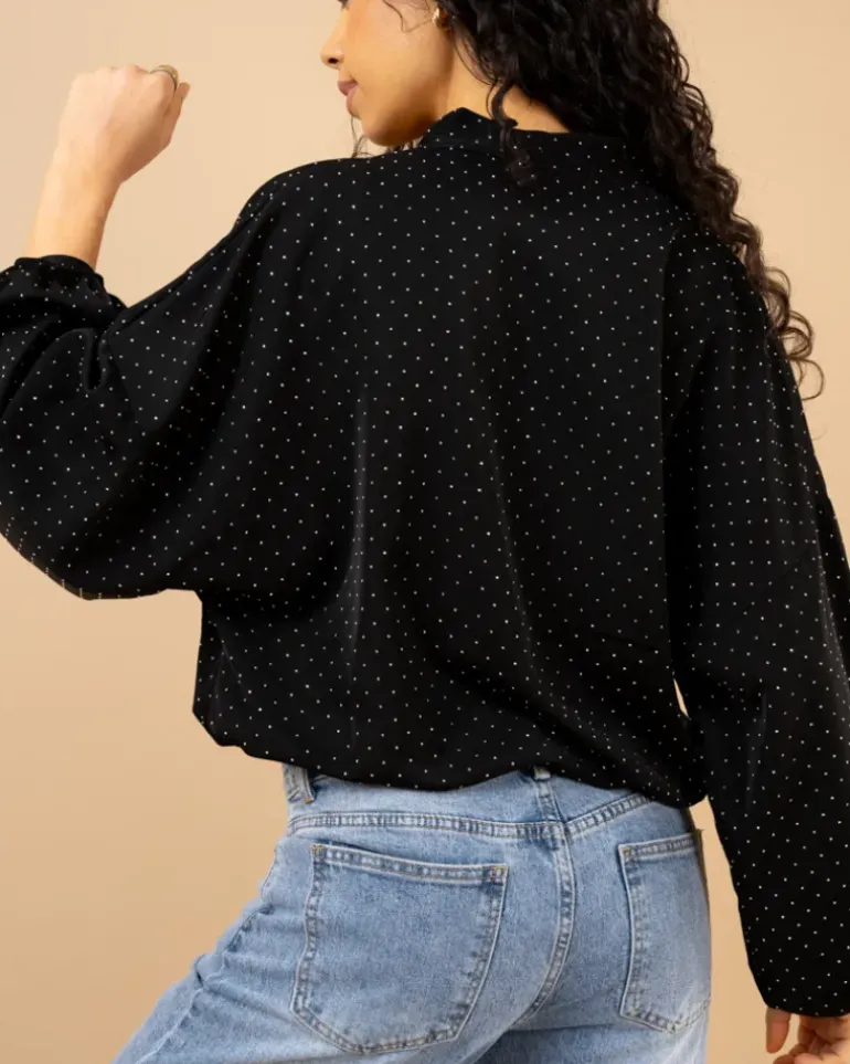 Blouse croisée strass