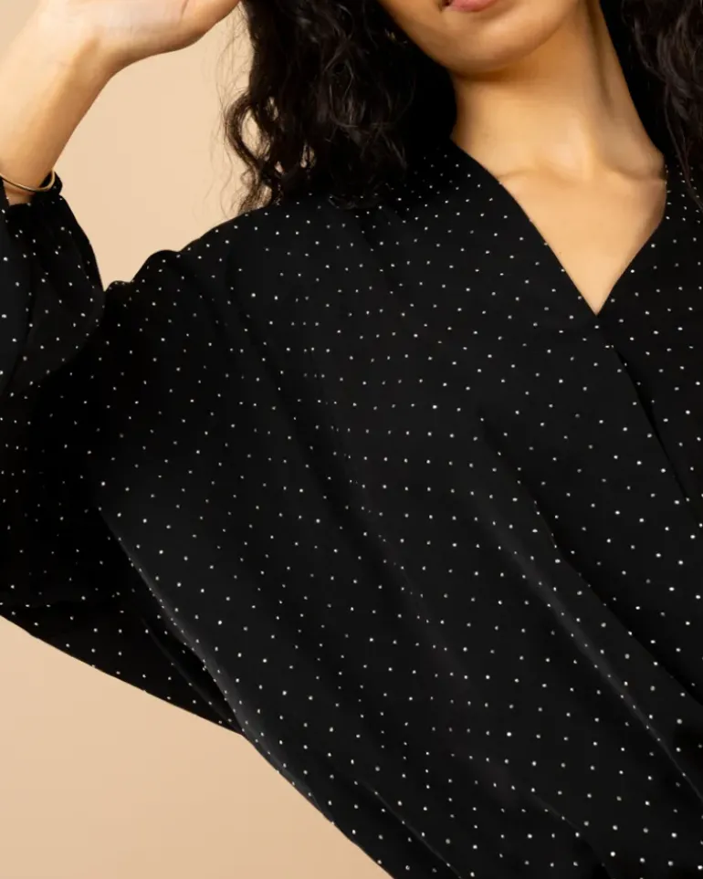 Blouse croisée strass