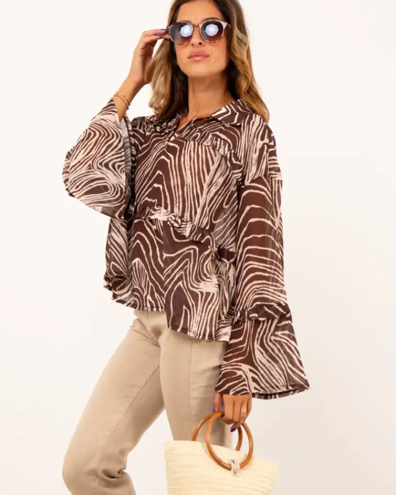 Blouse imprimé marron