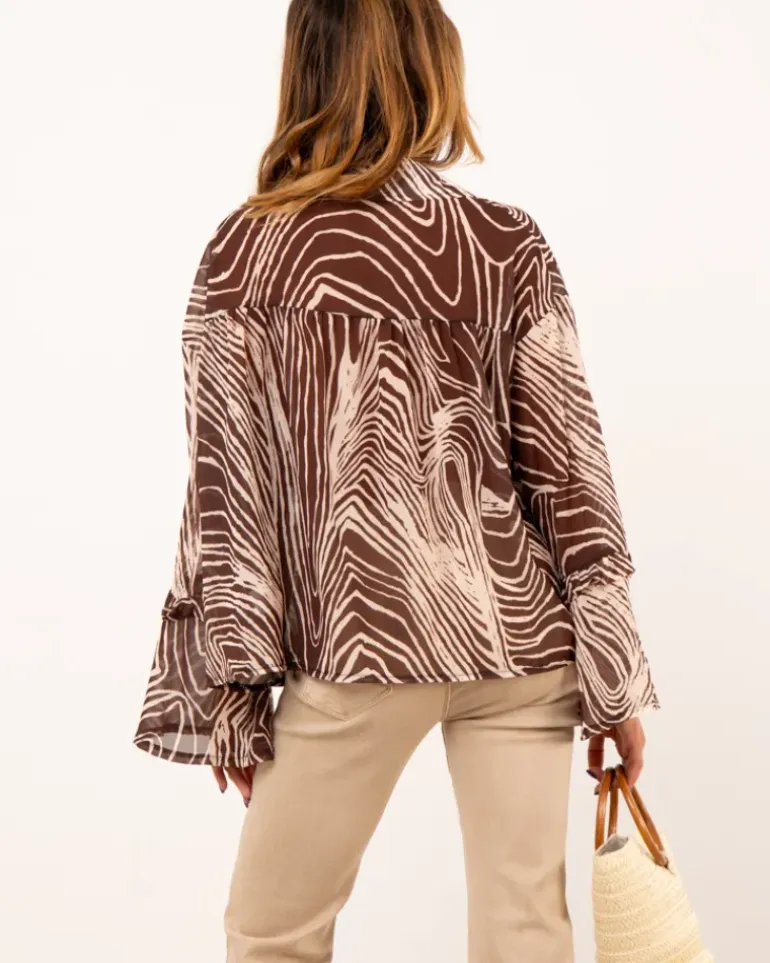 Blouse imprimé marron