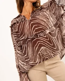 Blouse imprimé marron