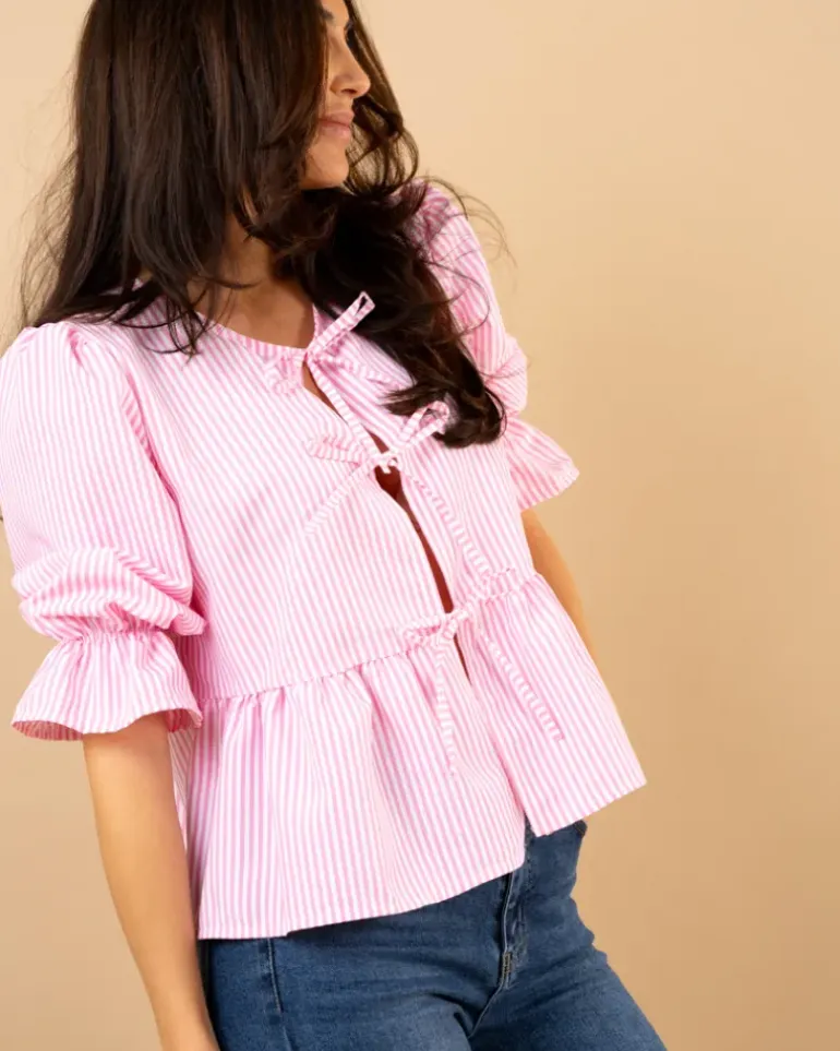 Blouse n艙ud rayée