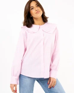 Blouse rayée col claudine