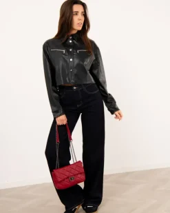 Chemise crop simili