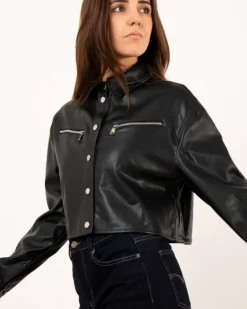 Chemise crop simili