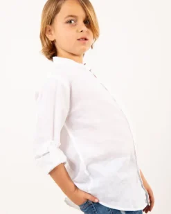 Chemise lin col mao