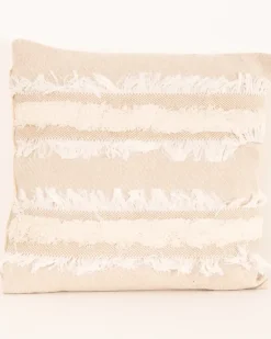 Coussin beige franges