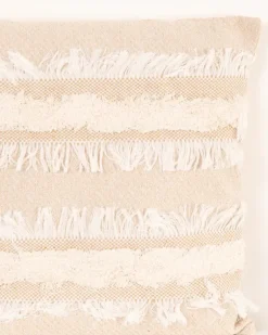 Coussin beige franges