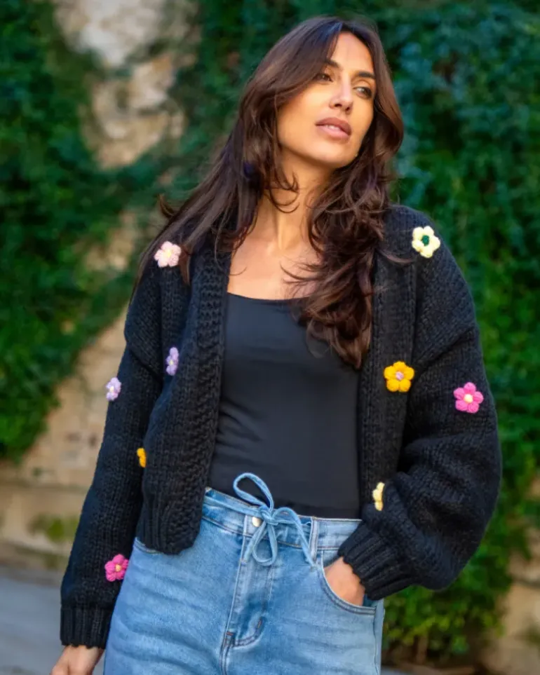 Gilet fleurs multicolores