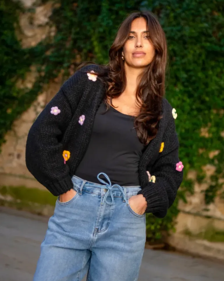 Gilet fleurs multicolores