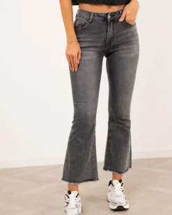 Jean crop gris