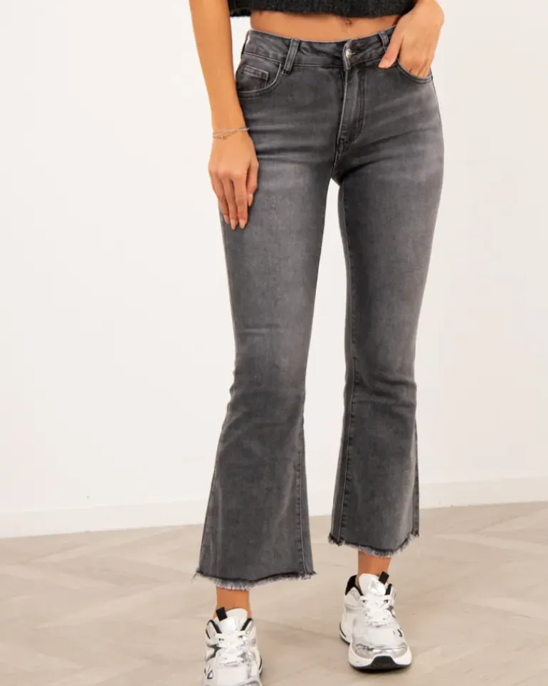Jean crop gris