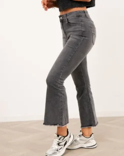 Jean crop gris