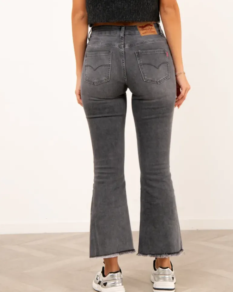 Jean crop gris