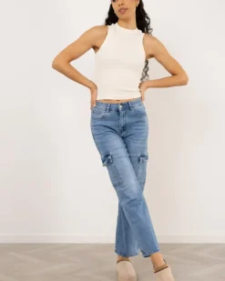 Jean large poches