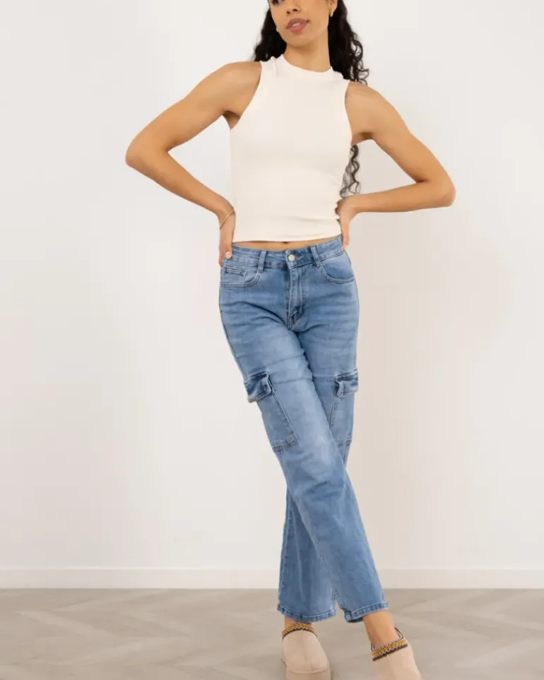 Jean large poches