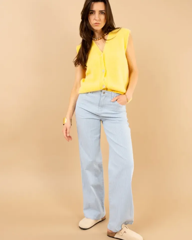 Jean large rayé