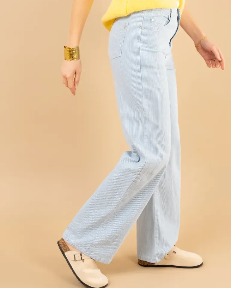 Jean large rayé