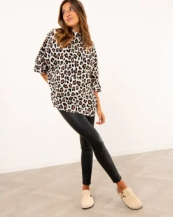 Pantalon enduit taille haute