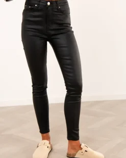 Pantalon enduit taille haute