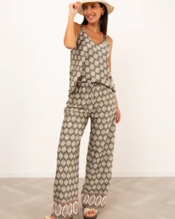 Pantalon imprimé kaki