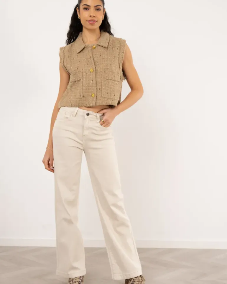 Pantalon large beige