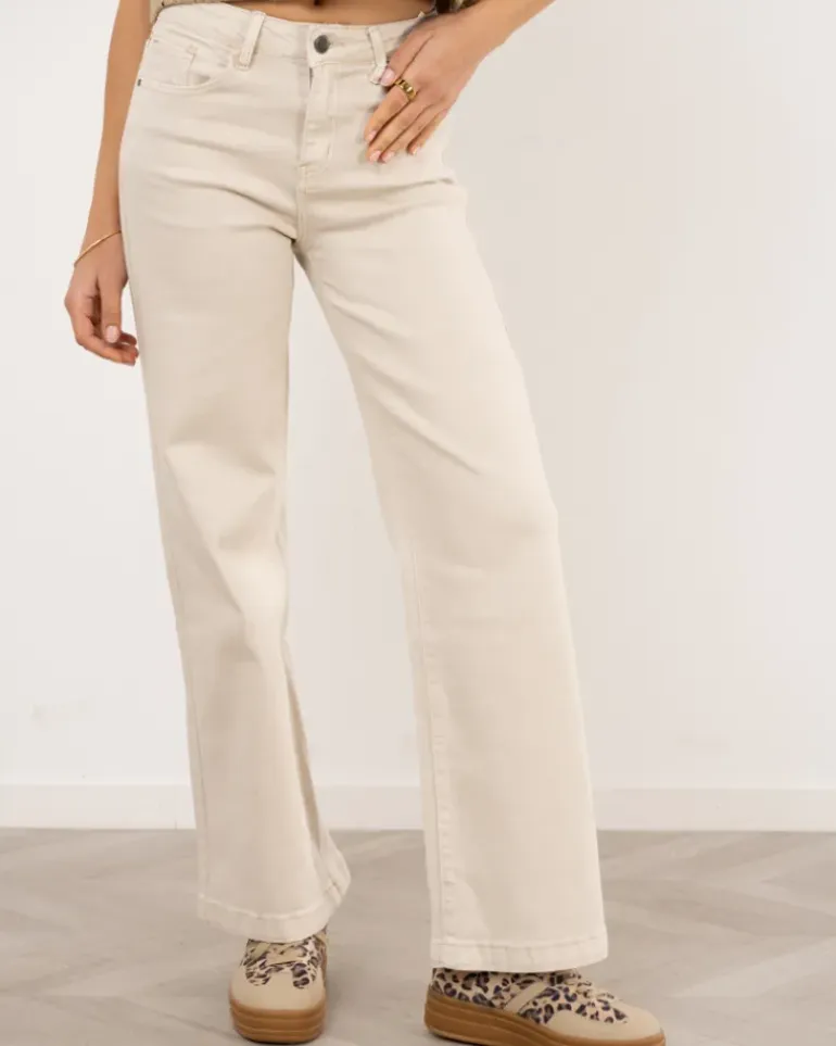 Pantalon large beige