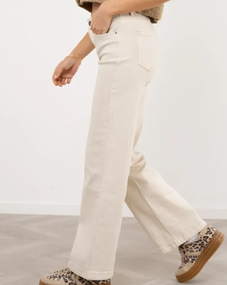 Pantalon large beige