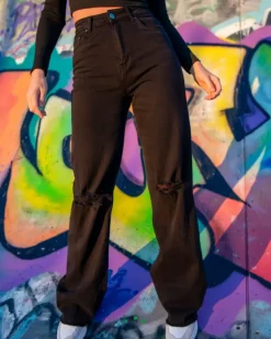 Pantalon large déchiré