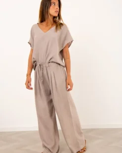 Pantalon large délavé