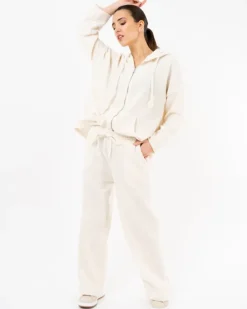 Pantalon large effet velours