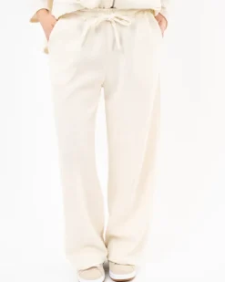 Pantalon large effet velours