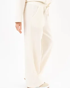 Pantalon large effet velours