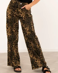 Pantalon large imprimé léopard
