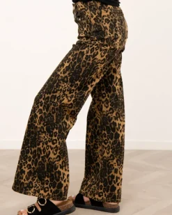 Pantalon large imprimé léopard
