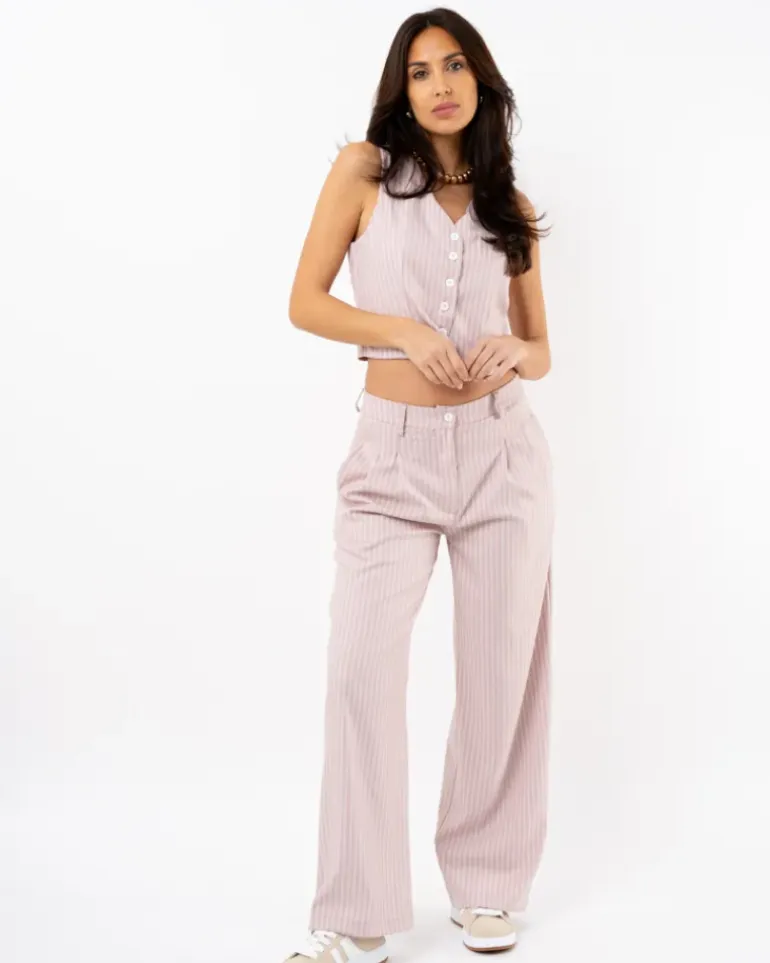Pantalon large rayé