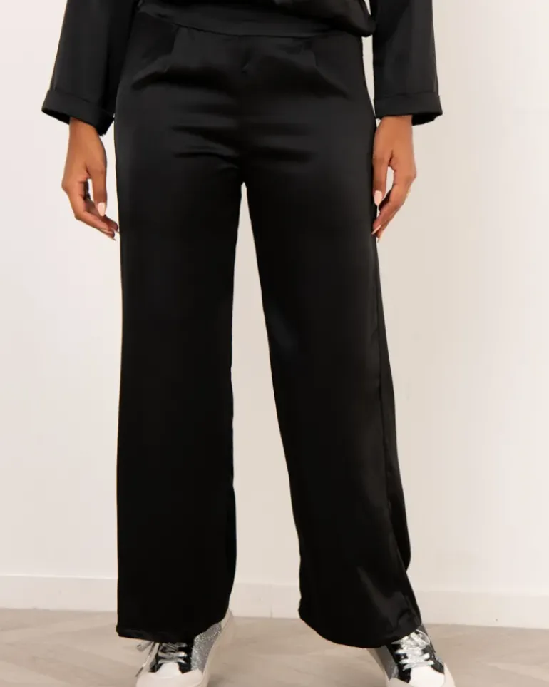 Pantalon large satin
