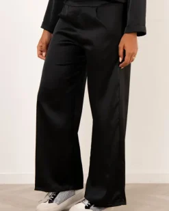 Pantalon large satin