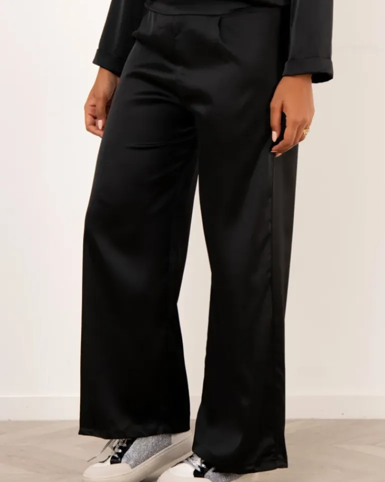 Pantalon large satin