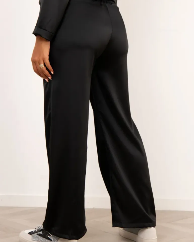 Pantalon large satin