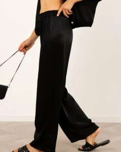 Pantalon large satiné