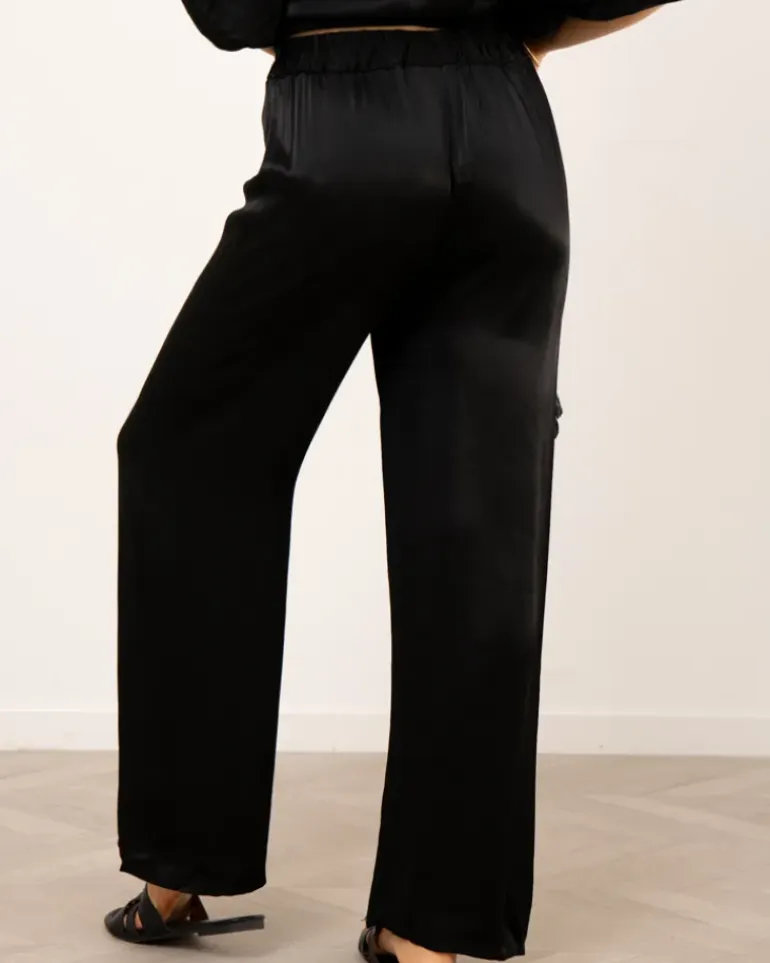 Pantalon large satiné