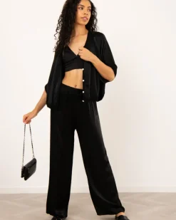 Pantalon large satiné