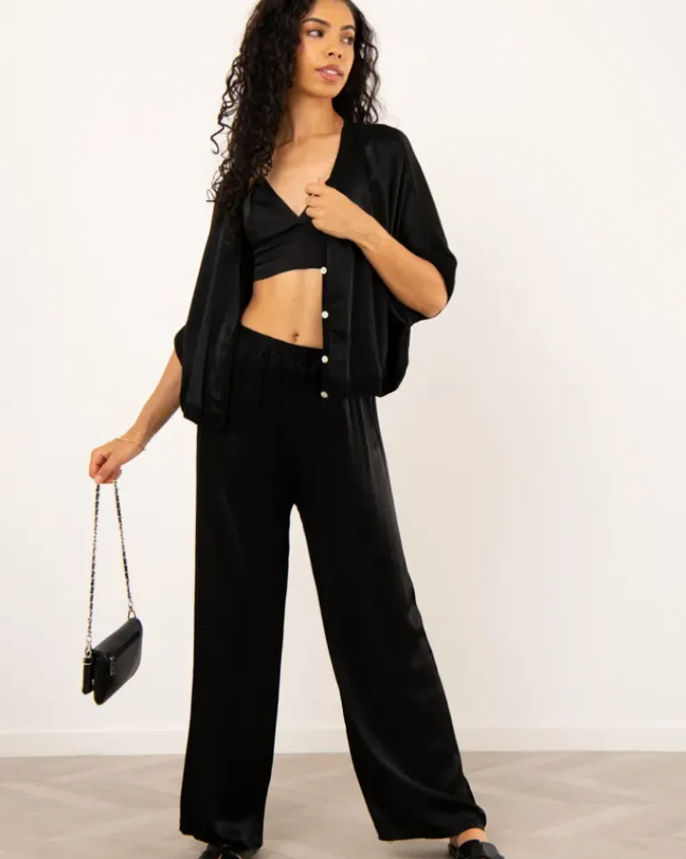 Pantalon large satiné