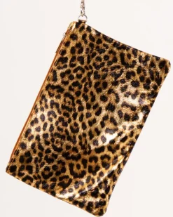 Pochette cuir imprimé léopard