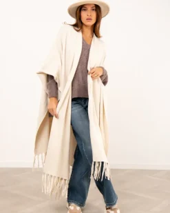 Poncho long franges