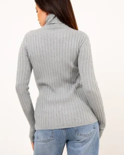 Pull col roulé stries